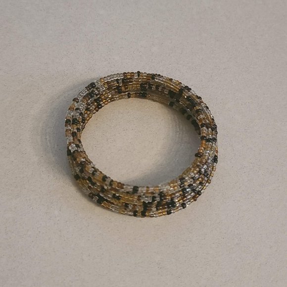 Brown Multicolored Beaded Coil Bracelet - Picture 1 of 8